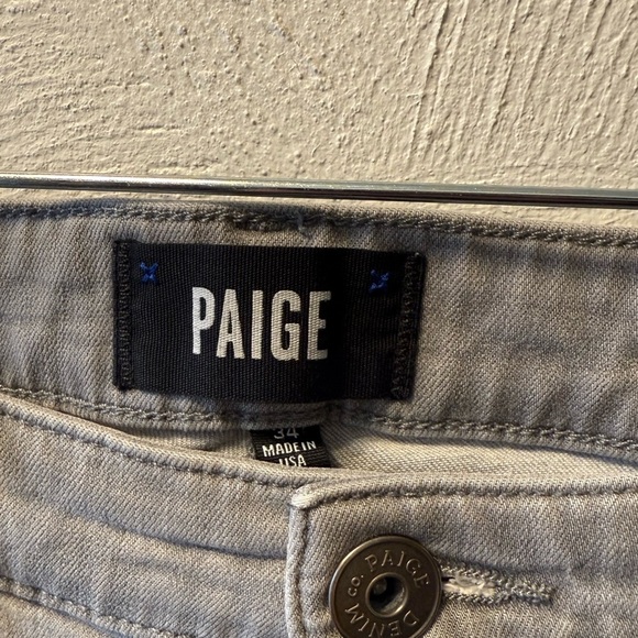 PAIGE Federal Slim Straight Gray Jeans Men’s Size 34 Made in USA Stretch Denim - Picture 4 of 7